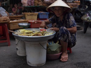Fish cutlets for sale, Chau Doc market, Vietnam